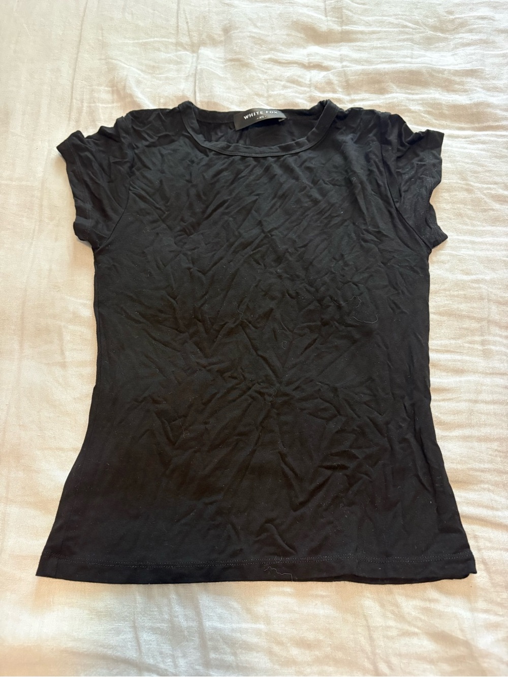 White Fox Butter Black Slim Fit Baby Tee